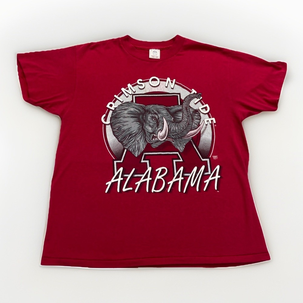 Vintage Alabama Crimson Shirt Mens L Red 90s Big Logo NCAA Football